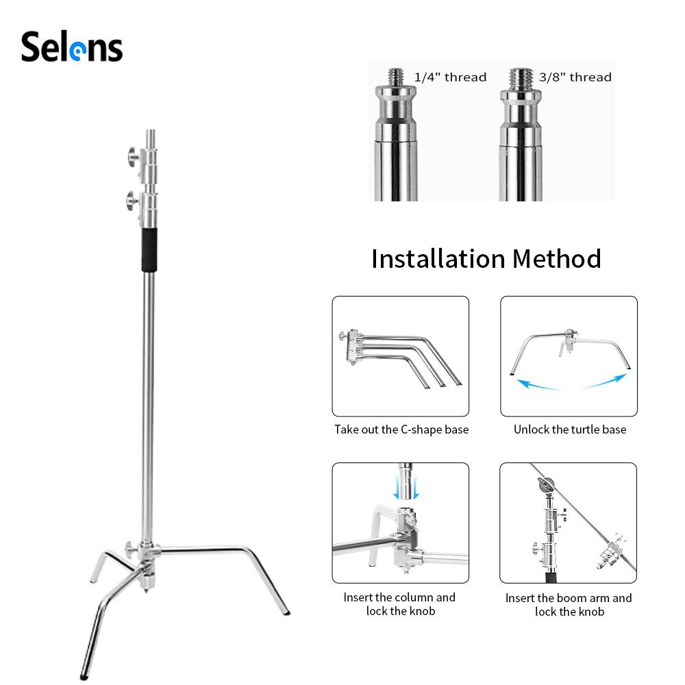Photography Lightning - Selens 300cm C-Stand Stainless Steel Light