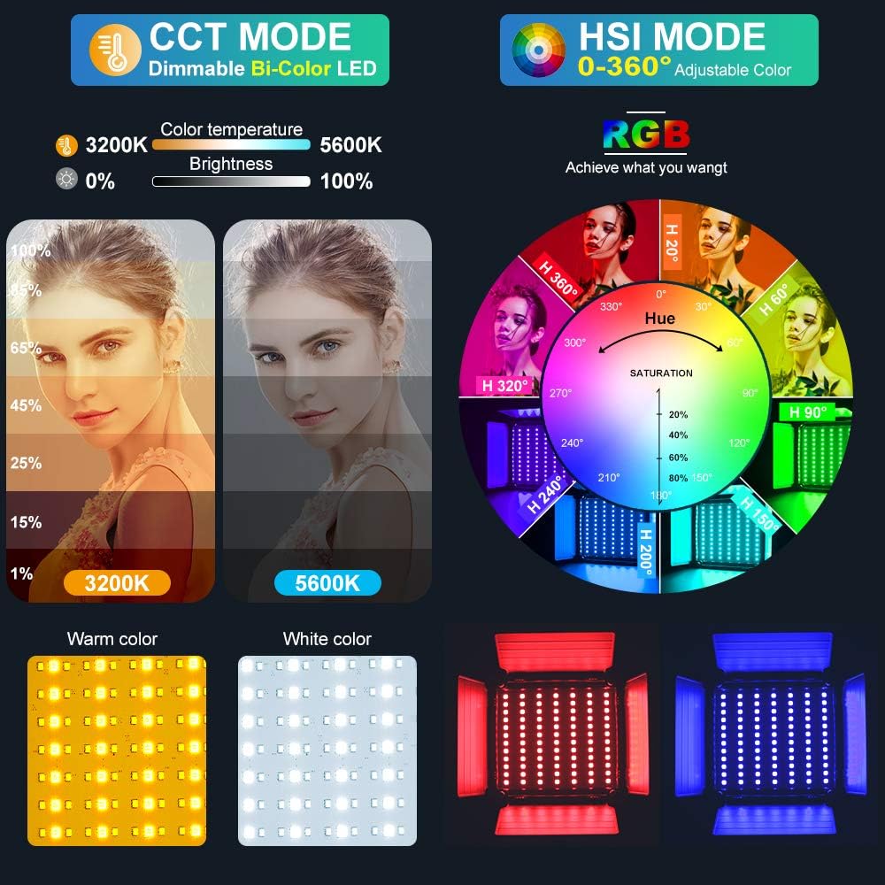 RGB LED Panel Video Light with - Photography Lighting Kit ulasan dan harga