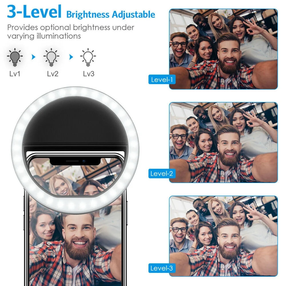 USB Rechargeable LED Selfie Ri - Photography Lightning ulasan dan harga