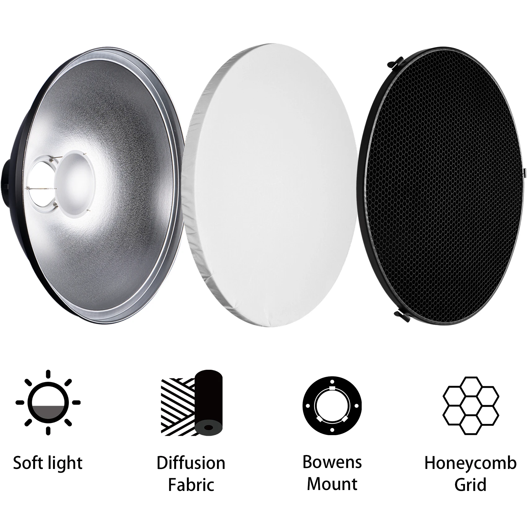 Selens Silver/White 70cm Beaut - Photography Lighting Beauty Dish ulasan dan harga