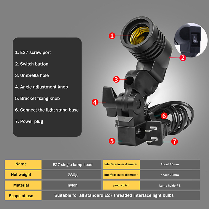E27 AC Socket Lamp Single Head - Photography Lightning ulasan dan harga