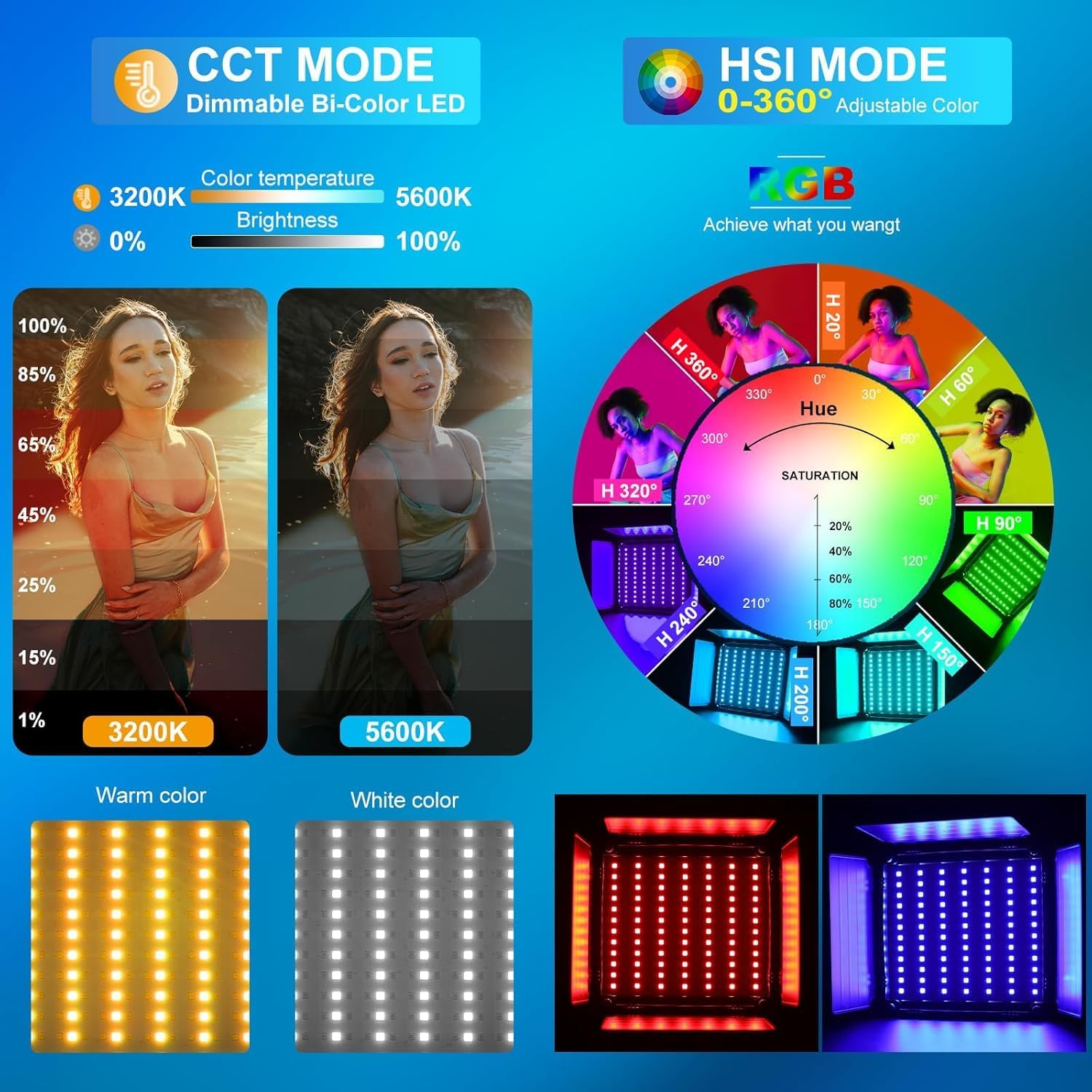 RGB LED Video Lighting Kit, 3- - Photography Lighting Kit ulasan dan harga