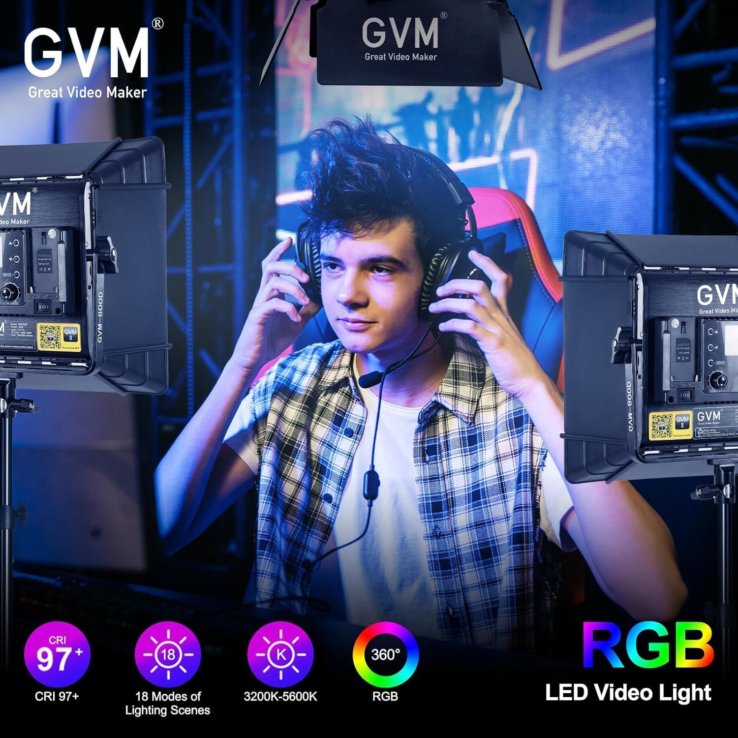 RGB LED Video Lighting Kit, 3- - Photography Lighting Kit ulasan dan harga